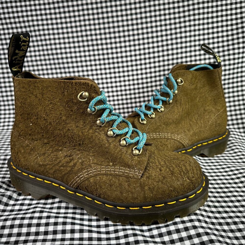Dr Martens 101 Made in England Hardware Suede Combat Olive Green Boots UK 6